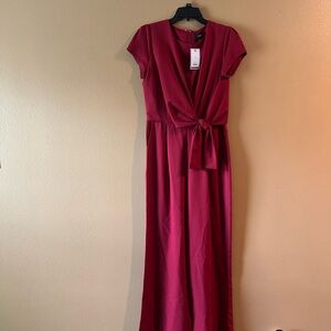 Mystic Red Wrap Tie Front Jumpsuit